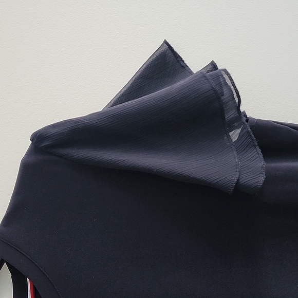 TOMMY HILFIGER Navy Top With Sheer Sleeve Detail Size Medium - Picture 5 of 7